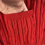 Vtg L  Image Maker Cardigan Sweater Chunky Cable Knit Red Walt Disney Co Photo 2