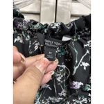 Vera Wang Simply  Black/Green Floral Chiffon Sleeveless Blouse Size Medium Ruffle Photo 1