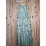 Lulus NWT  Stunning Glory Sage Green Floral Jacquard Tiered Maxi Dress Party Sz M Photo 1