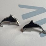 Stainless Steel Dolphin Stud Earrings NWT Silver Photo 4