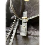 Women’s soft crushed black velvet faux leather snap button sling backpack Photo 4