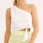 Free People White One-Shoulder Wrap Crop Top Size Medium Photo 0