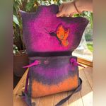 Handcrafted Artistic Felted Wool Bag Purple Photo 4