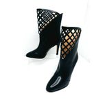 Gucci Damir Black Leather Lattice Cutout Ankle Western Boots Women’s Size EU 37 Photo 9
