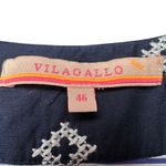 Vilagallo Women's Boho Chic Embroidered Tunic Top Navy‎ Pink Stripe Cotton 46 Size XL Photo 5
