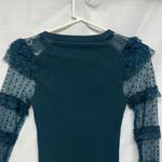 Free People  Dark Teal Sheer Ruffle Sleeve Top Photo 6