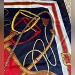Nicole De Beauvoir Paris Equestrian Scarf Square Red Navy gold Horse 30x30 Photo 5