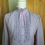 Vintage 60s Or 70s Lavender Purple Mod Style Tuxedo Shirt Ruffle Collar Photo 1