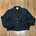 Talbots Jacket 2 Petite Irish Linen Black Button Up Blazer Career Shoulder Pads Photo 0