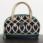 Spartina 449 Spartina Daufuskie Island Chaplins Landing Linen Leather Makeup Cosmetic Bag Photo 0