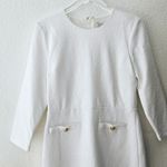 Veronica Beard  White‎ Bridal Dress Channing Mini Gold Buttons Size 12 Photo 2