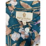 Perry Walker Collective Shirt Womens 1/Small Blue Blouse top Floral Button READ! Photo 8