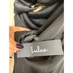 Lulus NWT  Effortless Bliss Black Satin Strapless Cowl Back Midi Dress Cocktail S Photo 7