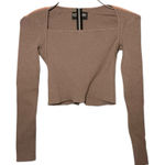 Kittenish  Brown Ribbed Square Neck Cropped Top Y2K Size M Photo 0