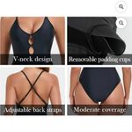 Relleciga V Neck Cutout One Piece Swimsuits Bathing Suits Black Size Small Photo 3