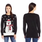 Mesh & Lace Snowman Sweater, Black, White, Large Size M Photo 1