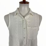 Taylor & Sage Taylor &‎ Sage White Sleeveless Eyelet Button Down Blouse Boho Chic M Photo 1