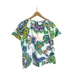 Talbots Size XL Paisley Floral Blouse Shirt Top Summer Blue Beach Pop Soft White Photo 2