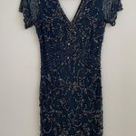 Pisarro Nights Beaded Mesh Column Gown Dark Navy 6 NWOT Photo 7