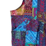 Boho Patchwork Jumpsuit Women's XXL Multicolor Wide Leg Festival Overalls Blue Photo 2