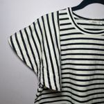ALC Frank A.L.C. Black White Stripe Ruffle Short Sleeve Carrie Shirt Women's size Medium Photo 3