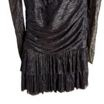 Sabina Musayev Brenda Navy Blue Metallic Long Sleeve Mock Neck Mini Dress Small Photo 9