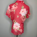 Emma James  Sheer Coral Pink Floral Blouse Sz 12 Photo 1