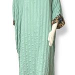 Handmade Kaftan Dress Light Green Kuwait Women Maxi Textured Fabric Pattern Trim Photo 0