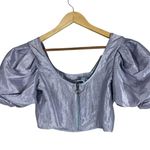 Topshop NWT Crop Top Womens 4 Pastel Purple Puff Sleeve Taffeta Coquette Boho Photo 2