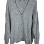 Loft Light Gray Button Down Boxy Fit Cardigan Sweater Top XL Minimalist Lounge Photo 0