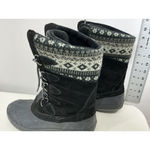 Khombu Womans Cozy Duck Boots Black Suede Lined Lace Up Winter Boots 9 M Photo 3