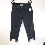 Free People We The  Maggie Mid Rise Straight Jeans Washed Black Button Fly 29 Photo 3