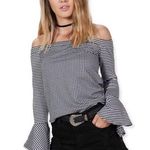 Boohoo 🆕 Off The Shoulder Gingham Top Photo 0
