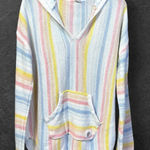 Bucees Hoodie Womens L Blue Orange Striped Pullover Baja Coverup Beach Beaver White Size L Photo 0