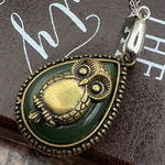 Handmade Owl Pendant Necklace – Vintage Style Teardrop, 18” Stainless Steel  Photo 0