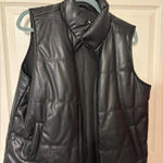 Black Faux Leather Puffer Vest Size M Photo 0