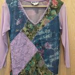 Vtg Y2K Fairycore Top Sequined Beaded Sheer Patchwork Blouse Size Small Purple Photo 1