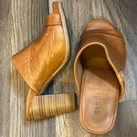 Gentle Souls Kenneth Cole Leather Open Toe Chunky Wooden Heel Mule Serella Brown Photo 0