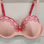 Calypso St. Barth  Bra Balconette Lace Bow Lightly Padded Lined Peach Size 36C Photo 1