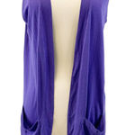 NEW Daftbird Womens XS Sleeveless Cardigan Violet Purple Pockets Jersey Minimal Photo 0