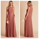 Birdy Grey Kira Chiffon One Shoulder Bridesmaid Maxi Dress Chiffon Desert Rose S Photo 1