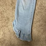 Paige  Hoxton Light Wash High Rise Ruffled Straight Ankle Crop Stretch Jeans Photo 5