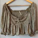 Free People  Crop Brittnee Print Smocked Peplum Top Photo 2