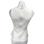 Monteau Women's White Sleeveless Ribbed Knit Zip Peplum Tank Blouse Top Size S Photo 1