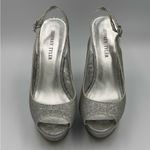 Jeffrey Tyler  “Vegas” Silver Glitter Stiletto Heel Slingback Pump Size 7.5 Photo 1