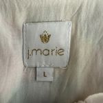 J. Marie Embroidered Flutter Sleeve Floral Flower Boho Bohemian Blouse Large White Photo 5