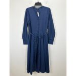 Madewell  Tie Waist Midi Shirtdress Classic Minimalist Midnight Navy US 8 NWT Photo 6