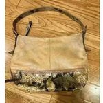 B Makowsky  Snakeskin Print And Leather Purse Camel $158 Photo 0