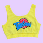 Vintage Space Jams Tune Squad Yellow Knit Cropped Tank Top Bralette 🔥 Size M Photo 0