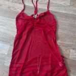 Red Mesh Backless Lingerie Dress Set Size L Photo 0